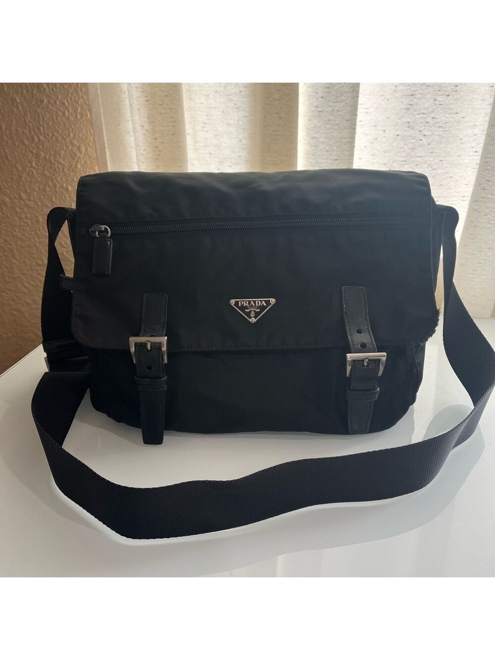 Prada Black Nylon Crossbody Messenger with Buckle Detail - Picture 2 of 16